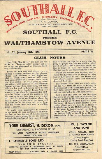 Southall FC v Walthamstow Avenue